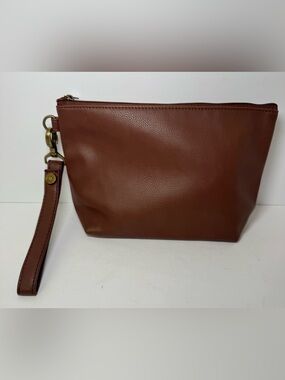 Thirty-One Gifts Rubie Mini Wristlet Pouch Brown Chestnut Distressed Pebble